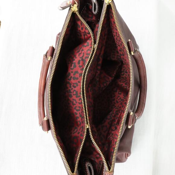 My Choice Leather Briefcase Womens Burgundy Bag Handbag Zip Lined Magnetic Italy - Picture 7 of 12